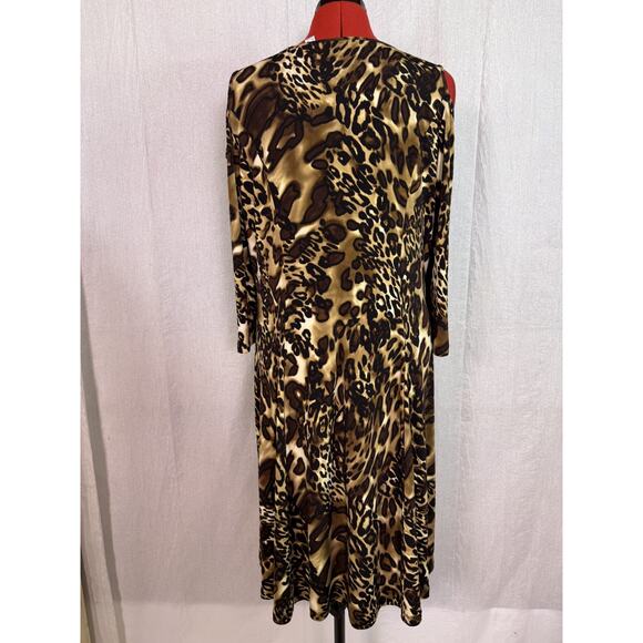 Susan Graver Womens Dress Size L Slinky Cold Shoulder Animal Print E102 - Picture 5 of 12
